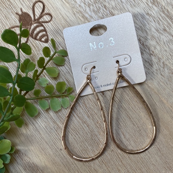 No. 3 Open Teardrop Earrings 💗 Gold - Picture 5 of 10